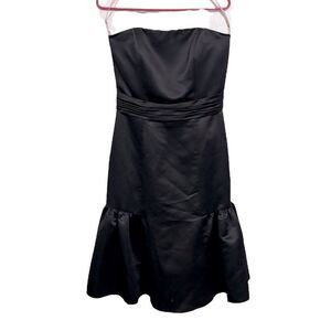 Saison Blanche Black Bridesmaid Formal Satin Wedding Midi Cocktail Dress Size 10